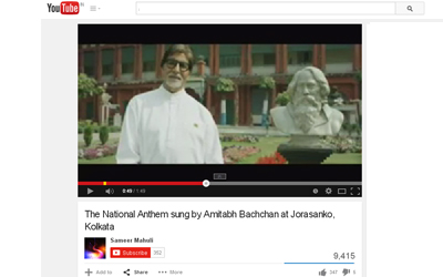 The National Anthem sung by Amitabh Bachchan at Jorasanko, Kolkata.