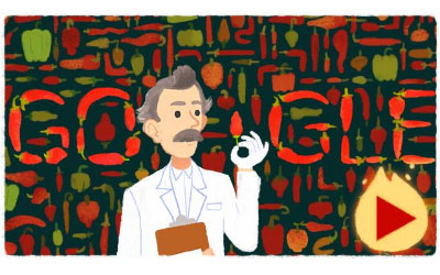 Google celebrates birthday of Wilbur Scoville [who created the famous scoville test ] with a animated Doodle