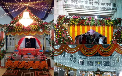 Ranchi, Jharkhand 06 November 2014 :: Gurudwara, Main Road of the city is decorated with special Lightings & Decoration to celebrate Shri Guru Nanak Dev jee Prakash Parv. A special Kirtan Darbar is also arranged for this occasion.