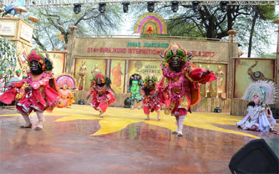 The 31st Surajkund International Crafts Mela :: Jharkhand Pavilion exhibits the famous Tribal Dance ‘Chhau’