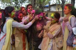 Ranchi Women’s college students enjoyed with colour powder ahead of Holi