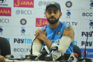 Indian team Captain Virat Kohli addresses a press conference before start test match against Australia