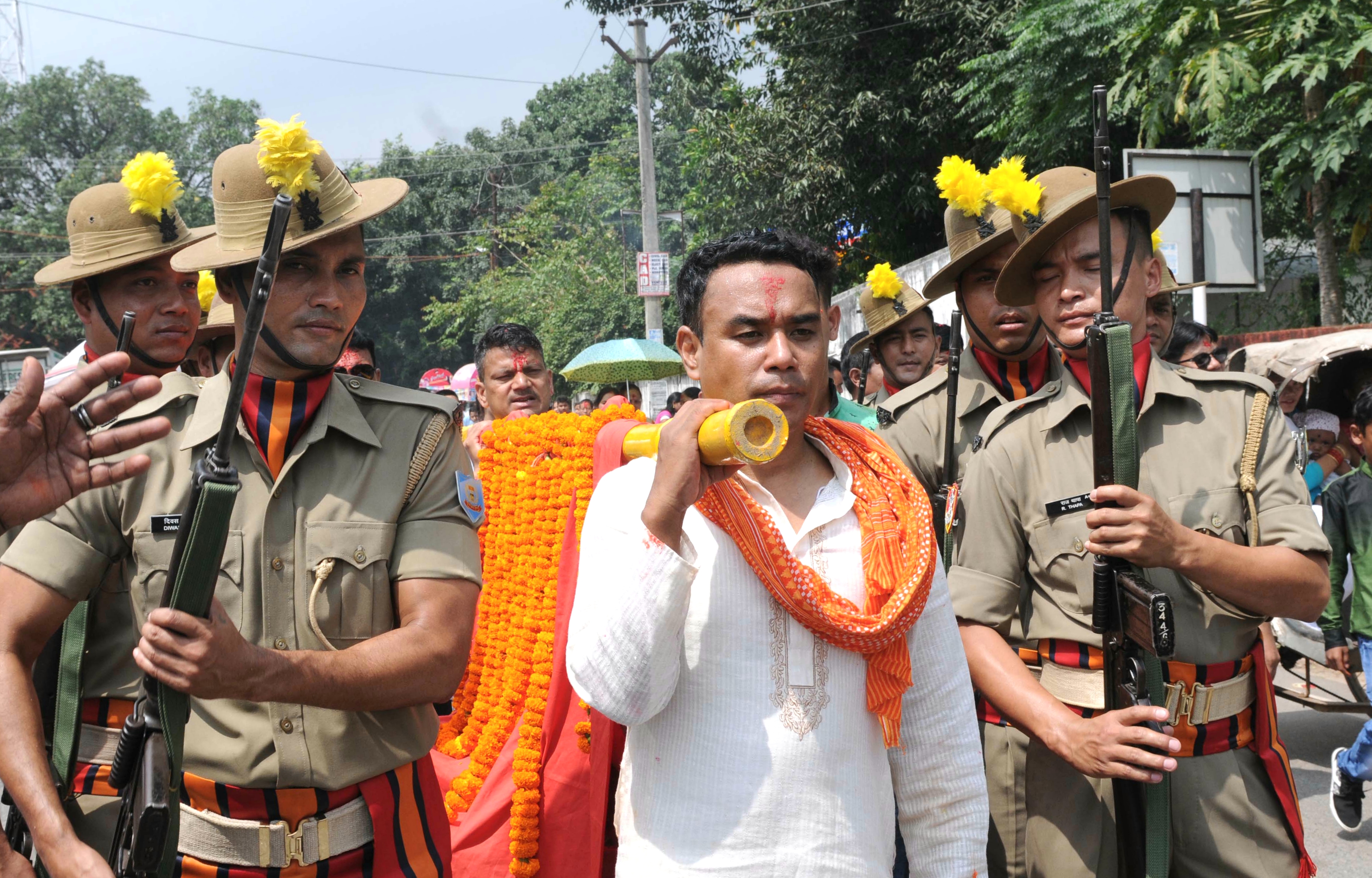 Mahasapatmi :: Jharkhand Armed Police forces participate in a Doli Yatra