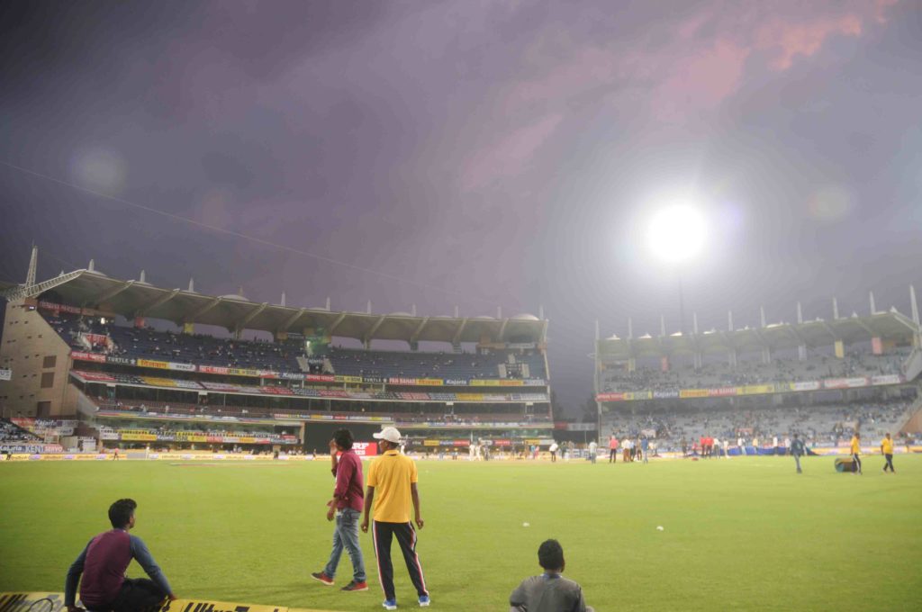 India Australia T20 match :: Dark clouds hover over JSCA Stadium.