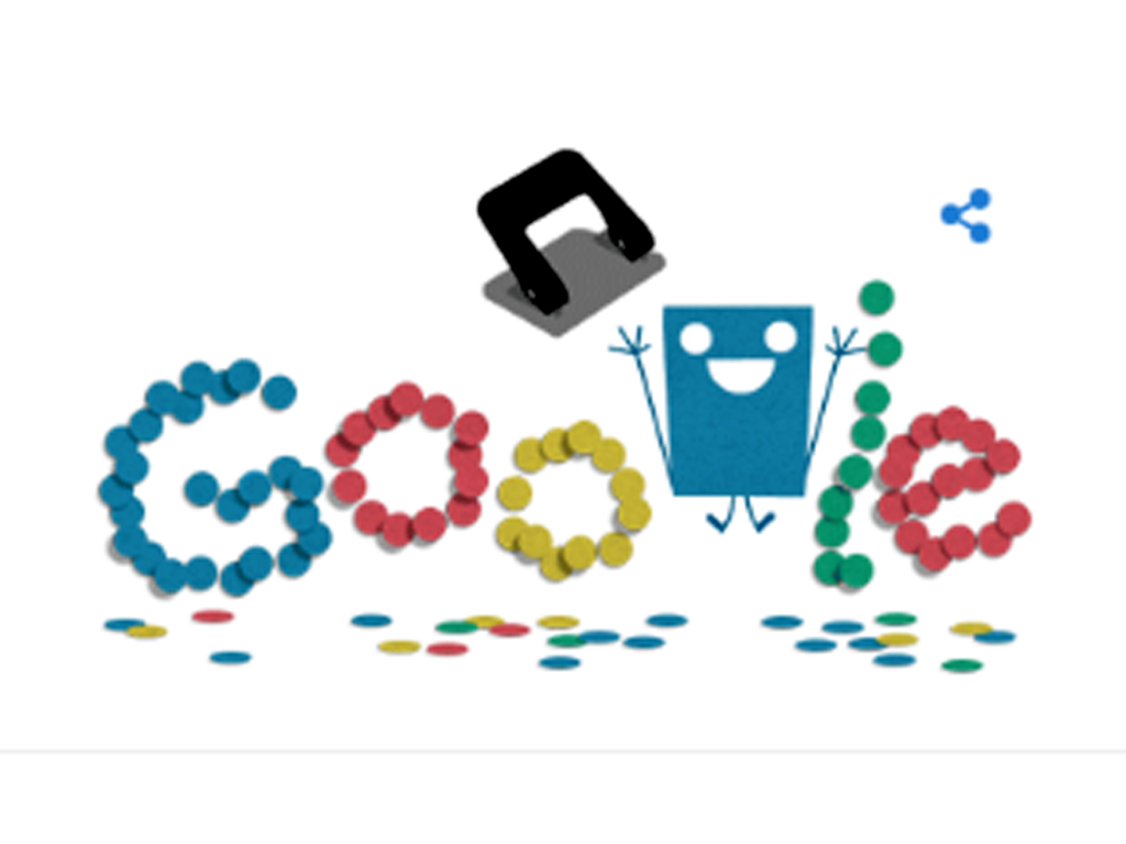 Google celebrated the 131st anniversary of the hole puncher with a animated Doodle